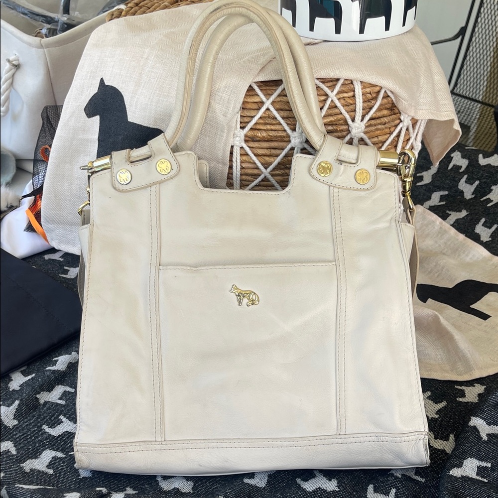 Emma Fox Cream Tote with Gold Accents